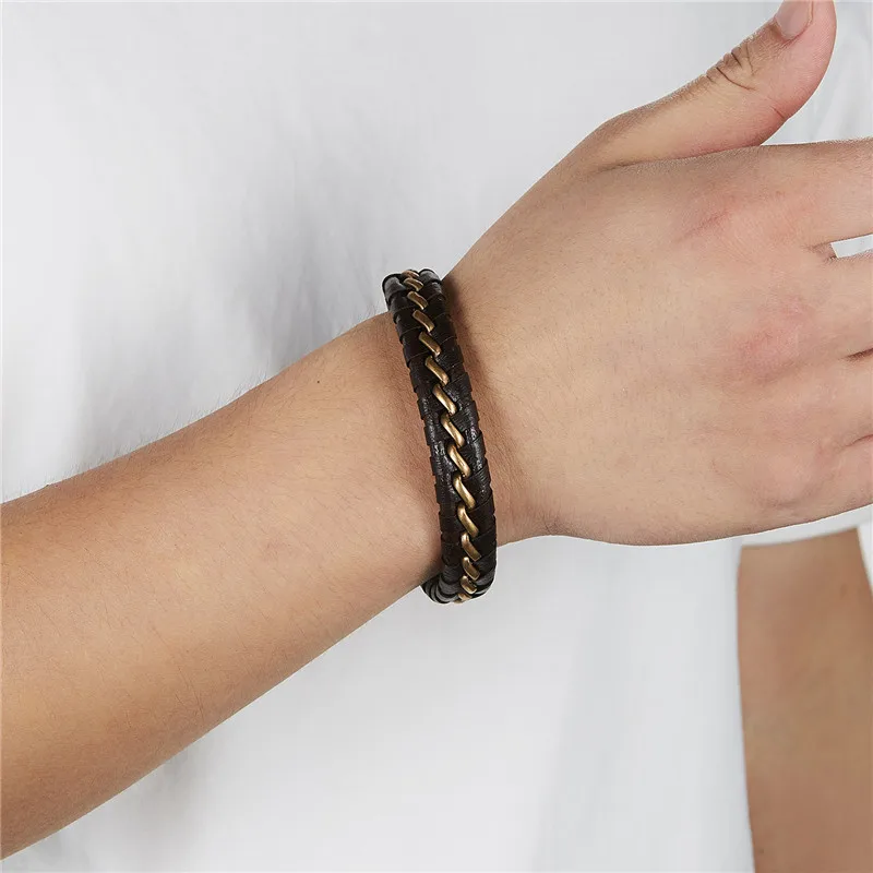 Ограниченная серия Pulseira Masculina Pulseira Feminina 22 см плетеные браслеты из искусственной кожи для браслетов и браслетов Модные мужские ювелирные изделия