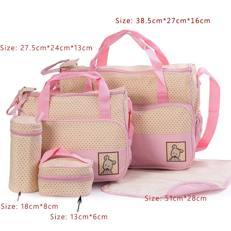 Pink set Многофункциональная сумка для детских пеленок, памперсов сумка Детская сумка для кормления коляска модная сумка на молнии для беременных сумка на одно плечо для мамы - Цвет: Pink set