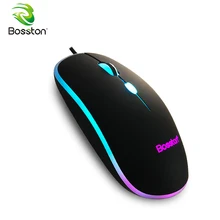 Bosston, деловая, Офисная мышь с дыхательным светильник, 3 клавиши, 1200 dpi, оптическая, компьютерная, USB мышь для ноутбука, настольная, гладкая поверхность