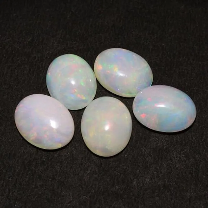 Beautiful 0.65 Ct Ethiopia 5x7mm Natural White Oval Opal Cabochon Loose Gemstone