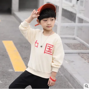 

Children's Hoody Boys T-shirt 2020 New Spring and Autumn Kids Long Sleeve Fashion Leisure Hoodies 2 Words Colors Size4-14 ly102