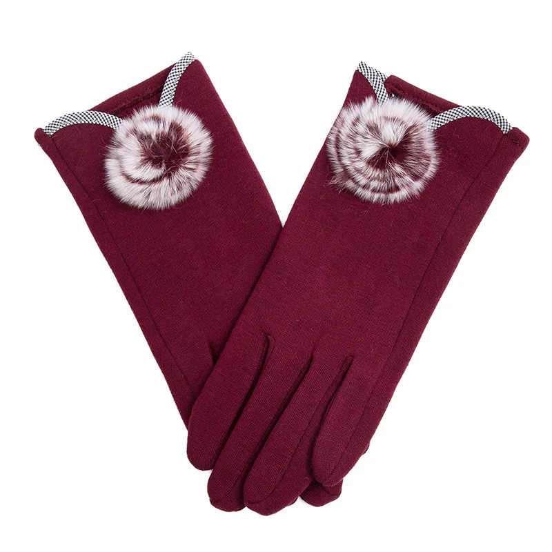 Kuyomens женские перчатки зимние теплые банты мягкие перчатки рукавицы из кашемира полный палец женские перчатки handschoenen