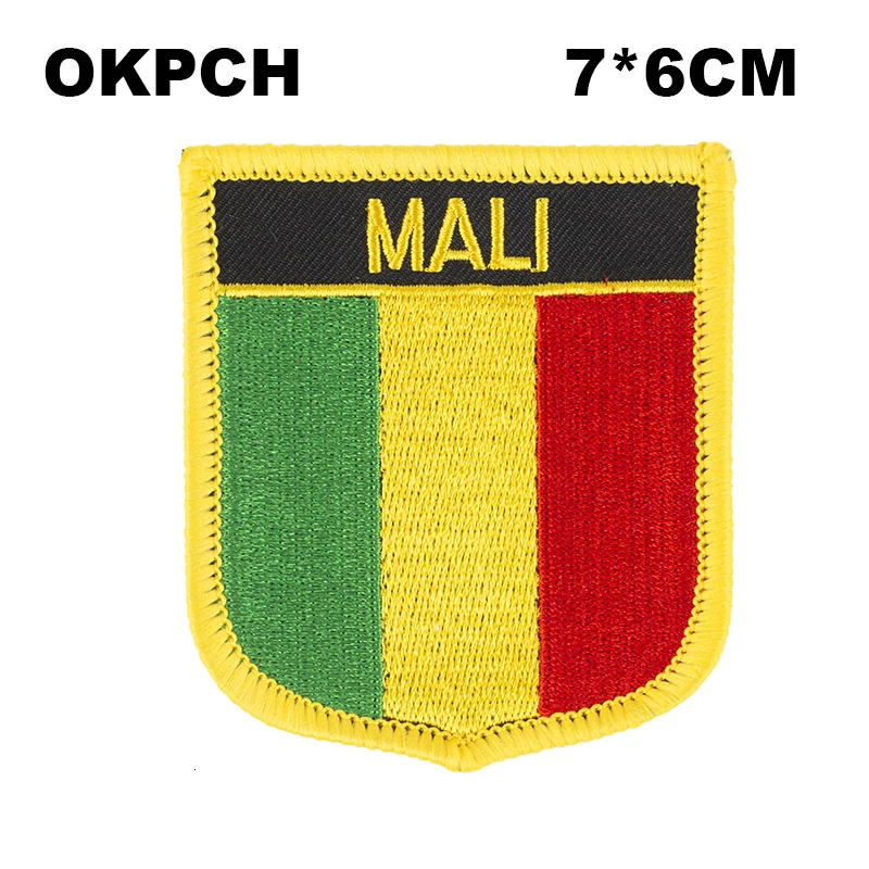 Mali щит форма Железный На Флаг патч вышитые пилы на значки, патчи для одежды PT0115-S - Цвет: PT0115-S