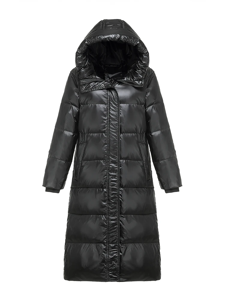 90% белый пуховик на утином пуху женская зимняя куртка длинное плотное пальто женская пуховая парка с капюшоном теплая Женская одежда водонепроницаемая CH770