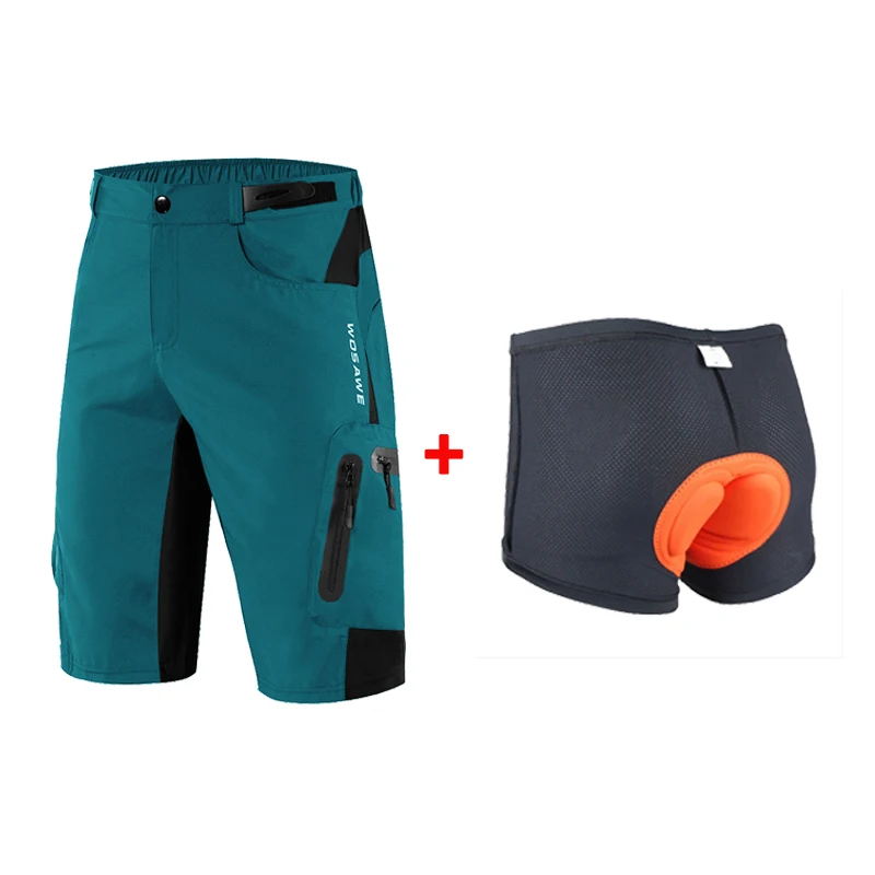 BL132Q and underwear WOSAWE мужские велосипедные шорты с подкладкой, нижнее белье для велоспорта, дышащие шорты для горного велосипеда, свободные шорты для велосипедистов MTB - Цвет: BL132Q and underwear