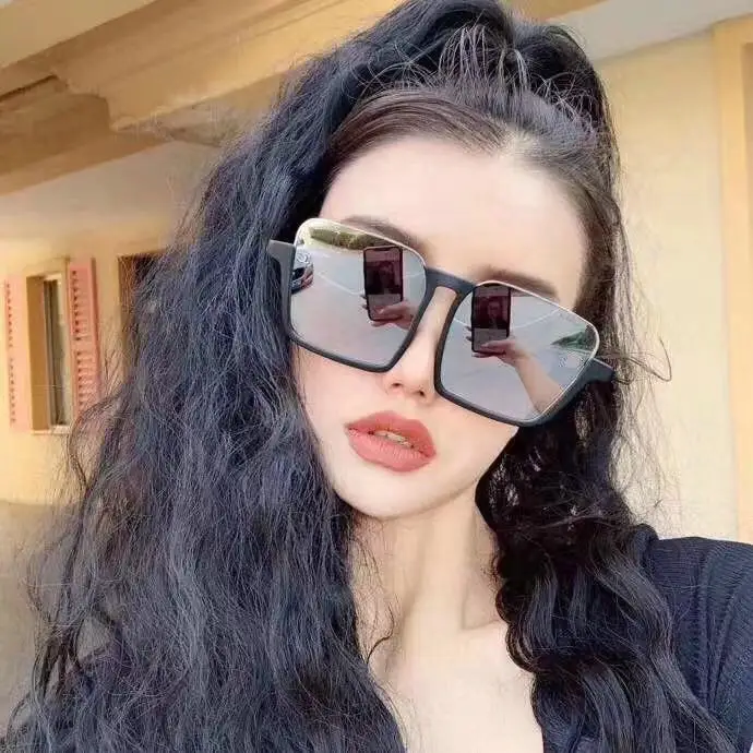 Vintage Sunglasses Women Brand Designer Oversized Sun Glasses Shades Large Black Lens Glasses UV Fashion Men Driving Eyewear NX
