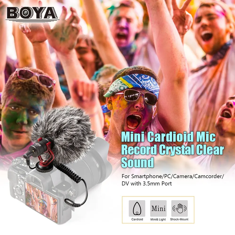 

BOYA BY-MM1 Compact On-Camera Video Microphone for Youtube Vlogging Recording Mic for iPhone Nikon Canon Smooth Q Feiyu Gimbal