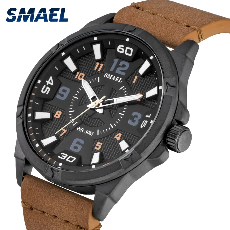 Smael мужские повседневные часы Relojes Hombre Топ бренд SL-9102 часы Мужские Простые кварцевые часы с кожаным ремешком relogio masculino