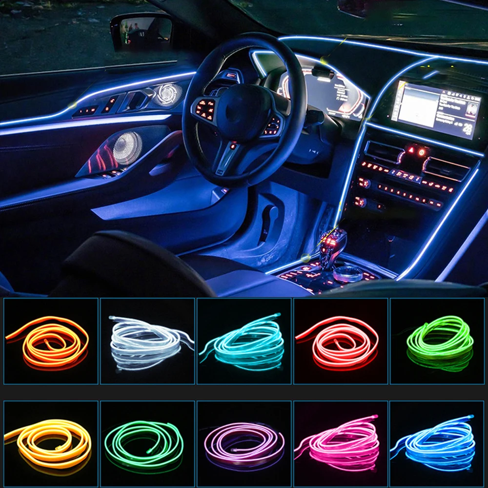1M/2M Car Interior Ambient Lamps EL Wiring Neon Auto Decorative LED