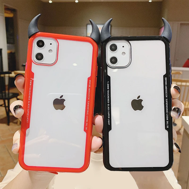 Чехол SUYACS для телефона iPhone 12 Mini 11 Pro Max XS XR X 6S 7 8 Plus дьявольский Рог акриловый