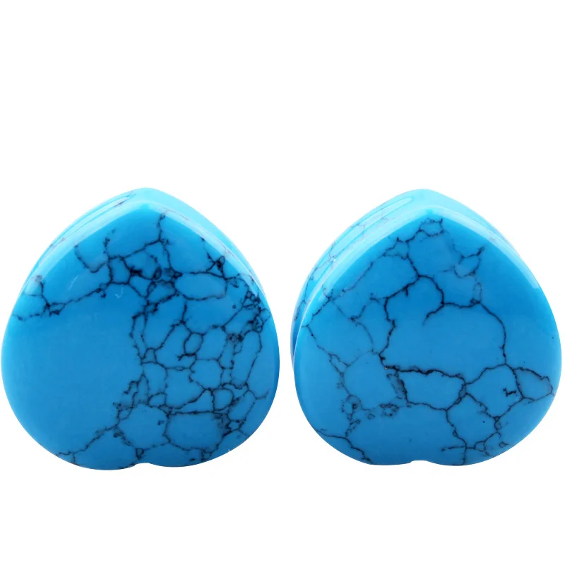 Turquoise Красивые серьги с фиолетовым сердцем и камнем, модные расширители, тоннели для пирсинга, пирсинга, ювелирные изделия для тела, 6 мм-25 мм - Окраска металла: Turquoise