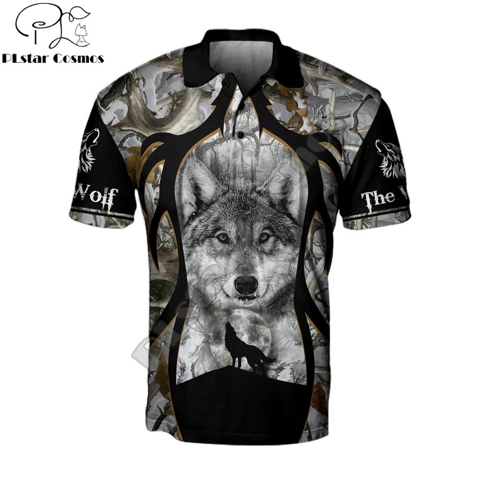 

Animal wolf Hunting 3D All Over Printed Mens Polo Shirt Summer Short Sleeve t-shirt Streetwear Casual Fashion Men tops POL-04