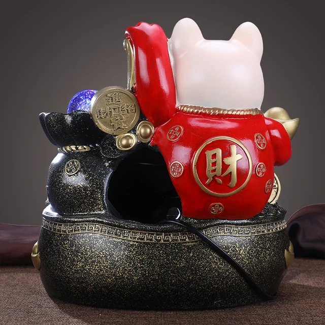 Szerencsés Macska Vízesés Díszek Feng Shui Beltéri Szökőkutak Gyanta Víz Szökőkút Otthoni Dekorációs Kiegészítők Kézműves Kreatív Ajándék - Image 4