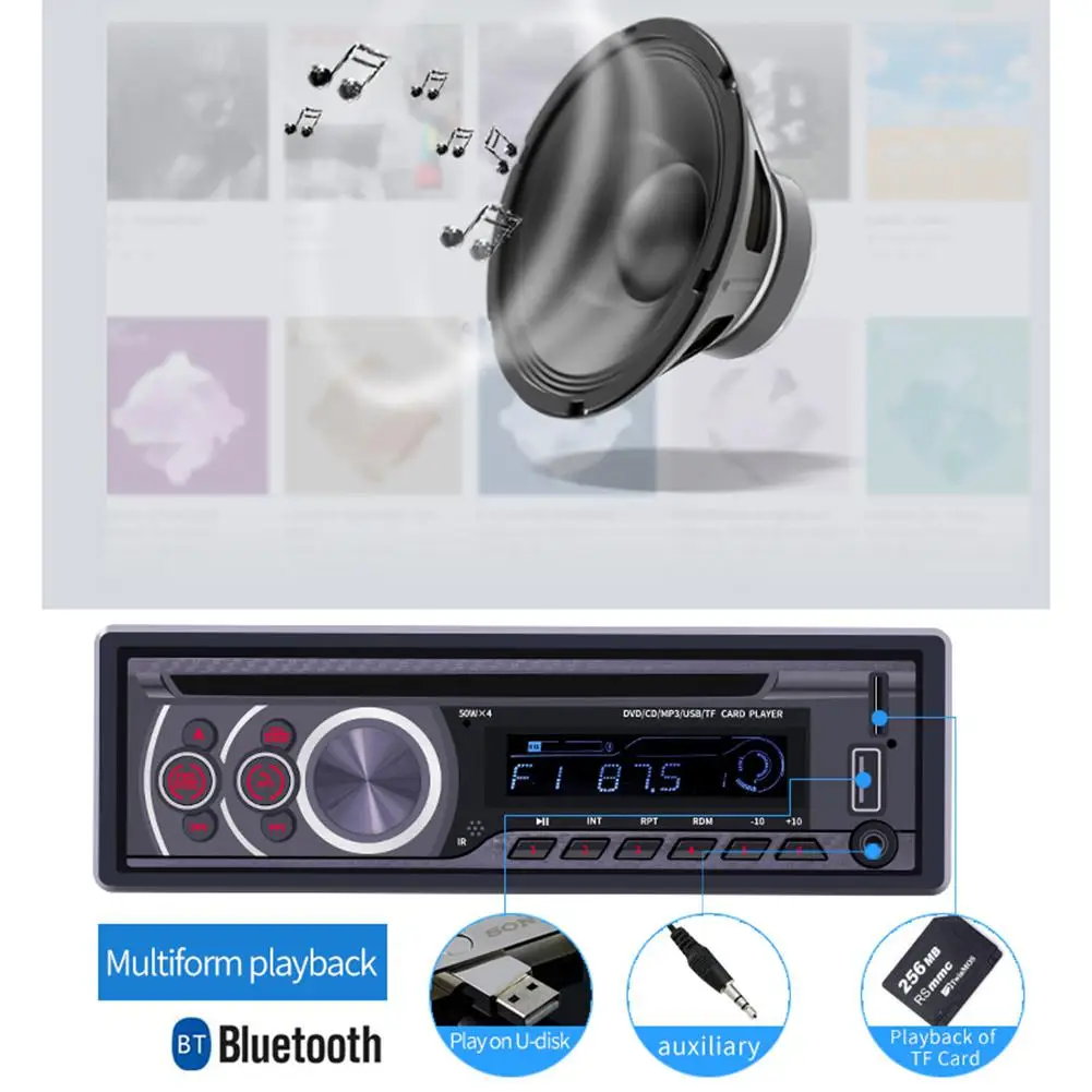 12V Универсальный Bluetooth U диск автомобильный аудио стерео автомобиль радио MP3 плеер CD/DVD/vcd плеер 60W многофункциональный