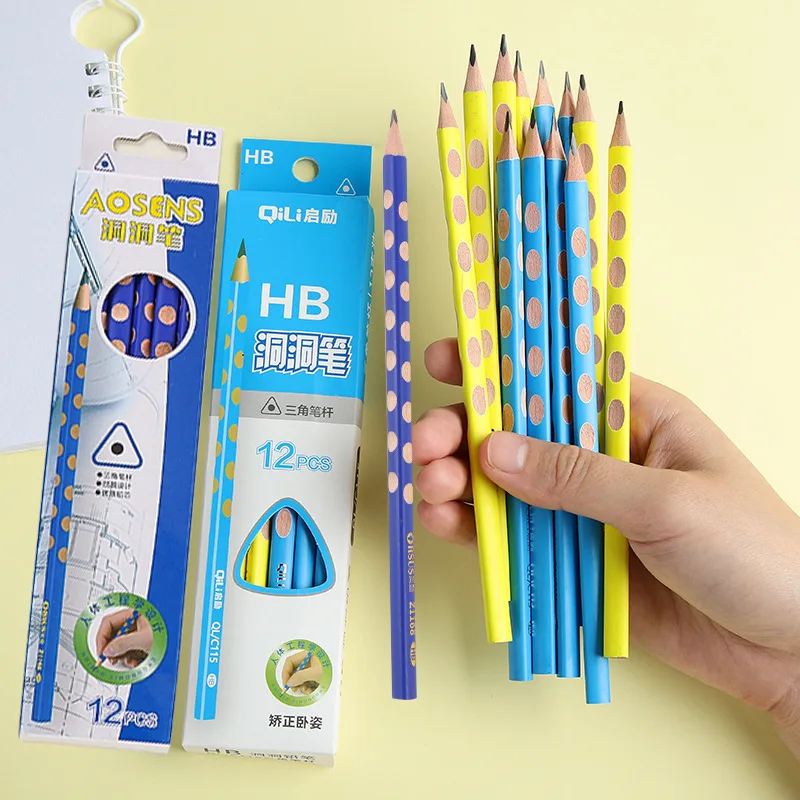 120 шт. HB деревянные свинцовые карандаши, креативные карандаши с отверстиями для детей, подарки, школьные офисные принадлежности, новые канцелярские инструменты для коррекции
