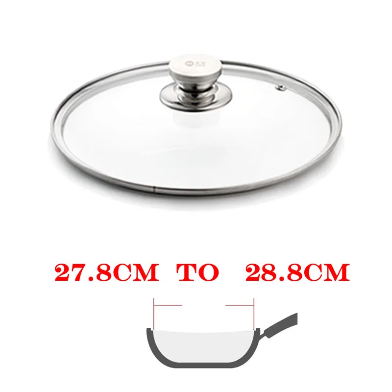 Стеклянная крышка из закаленного Wok крышки из стекла Pyrex круглый шеф-повара сковорода ручка крышки Премиум Qualtiy сковороды из нержавеющей стали посуда усиленная