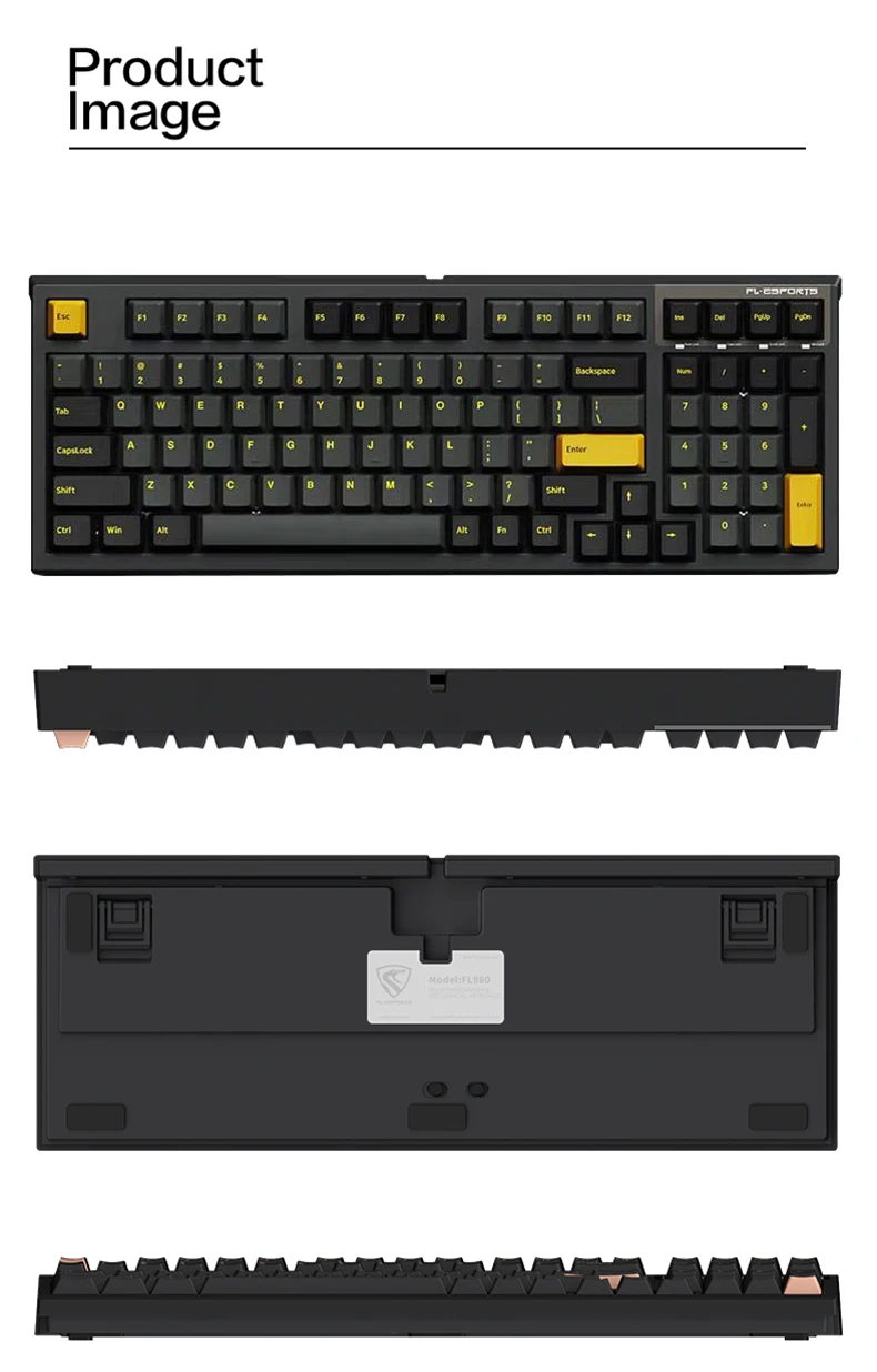 keyboard with touchpad for pc FL·ESPORTS FL980 Mechanical Keyboard 98-Key Wireless 2.4G Bluetooth Three-Mode Fullkey Switchable Axis Game Office Equipment mini computer keyboard