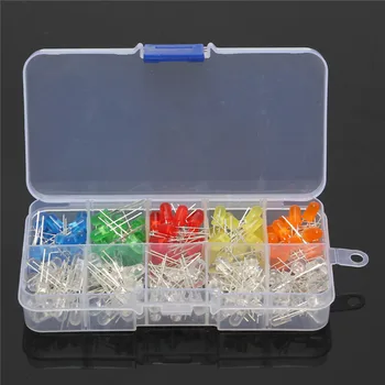 

200pcs/lot 5mm LED Diode Light Round Bright Assortment Assorted Kit DIY Box White Yellow Red Green Blue 5 Colors Droshipping
