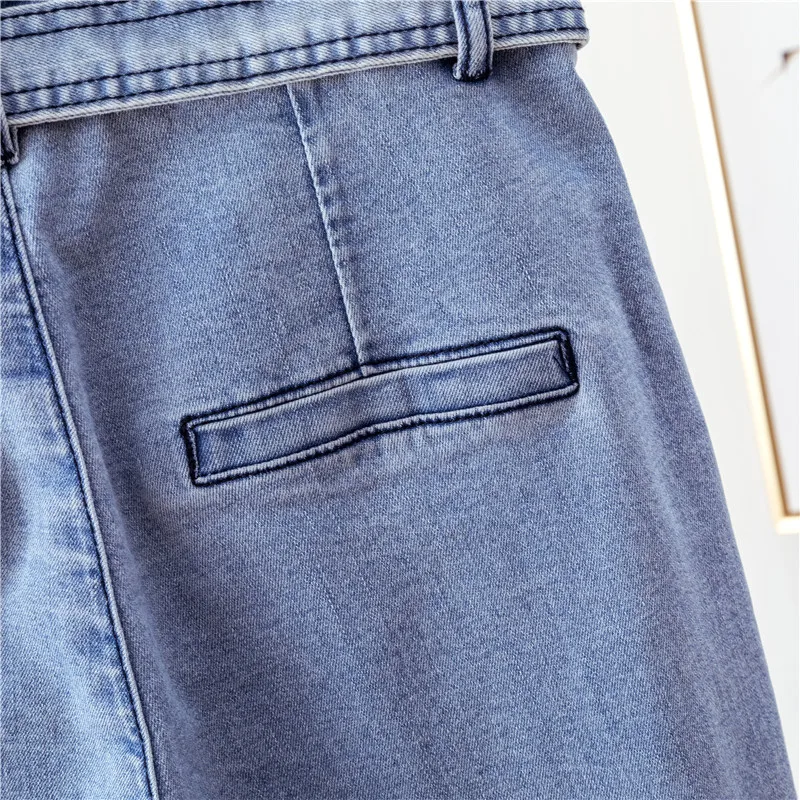 Gowyimmes Autumn Casual Women Jeans High Waist Ankle Length Jeans Big Size Vintage Blue Mom Jeans Denim Pants Trousers P620