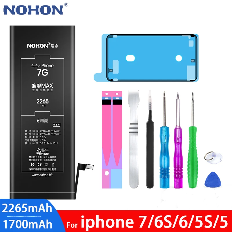 NOHON аккумулятор для Apple iPhone 7, 6 S, 6, 5S, 5 S, сменные батареи, внутренний аккумулятор, батарея для мобильного телефона, Бесплатные инструменты
