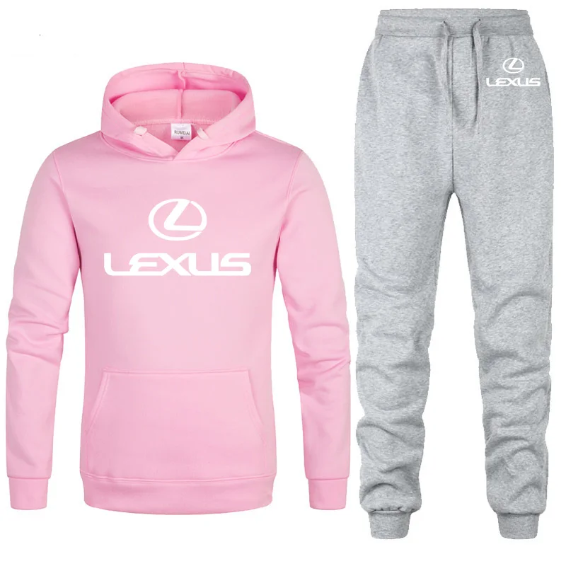 Мужские толстовки с капюшоном с логотипом Lexus, унисекс, модная мужская толстовка с капюшоном в стиле хип-хоп, harajuku, повседневные флисовые худи, штаны, костюм из 2 предметов - Цвет: 805