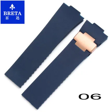 06 BRETA 25*12 мм водонепроницаемый силиконовый резиновый stap черный коричневый синий ремешок для часов для Ulysse Nardin морской Diver ремешки для часов - Цвет ремешка: 06