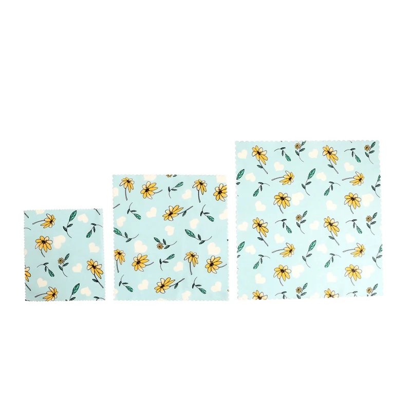 C 3PCS/Sst Kitchen Environmental Organic Cotton Beeswax Fresh Cloth Food Wrap Cling Film Reusable Food Preservation Cloth - Цвет: C