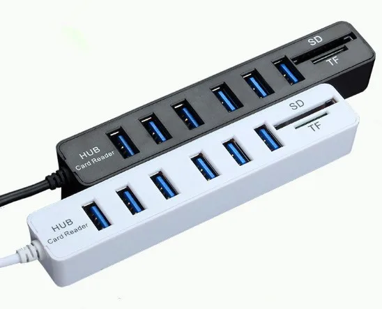 7 портов светодиодный USB 2 0 адаптер концентратор переключатель питания для ПК