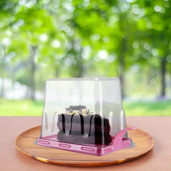 

20pcs Portable Packing Box Transparent Plastic Box Mousse Cake Holder Rectangular Case for Shop Office Home