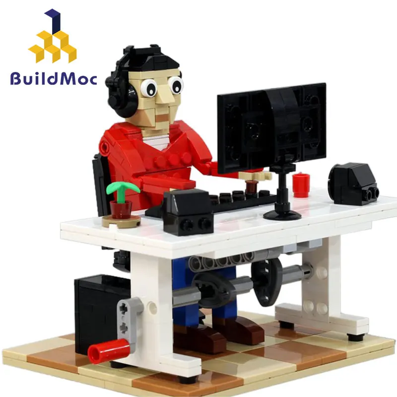 

City Building Blocks Laptop Office House Computer Office Worker Compatible Friends MOC Brick Kids Gift Toys For Children