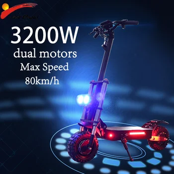 

3200W Electric Scooter for Adults Dual Motors Double Engine E Scooter High Speed 80KMH Hoverboard Kick Scooter with Seat Foldabe