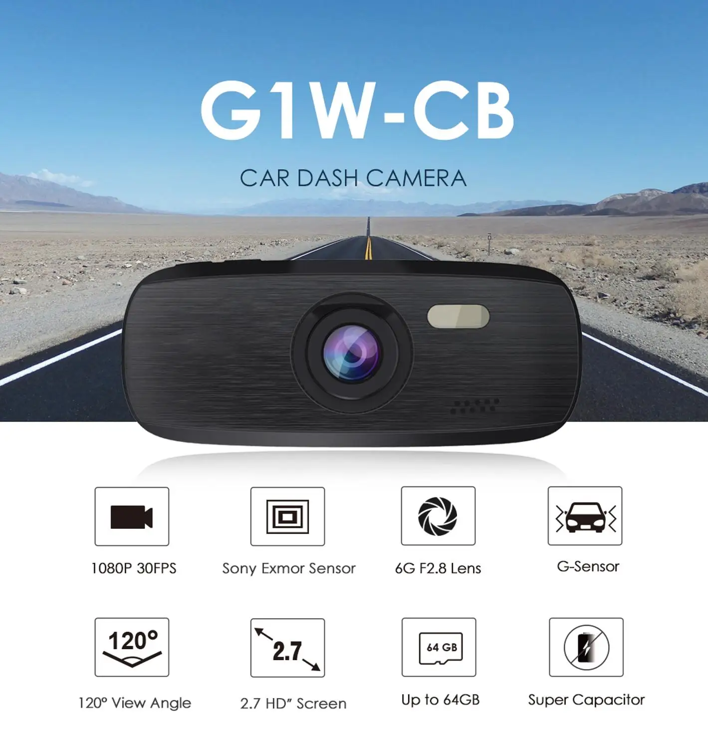 G1W-CB DVR Car Camera Video Recorder 1080P HD Night Vision Dash Cam G-sensor Auto Recorder Parking mode