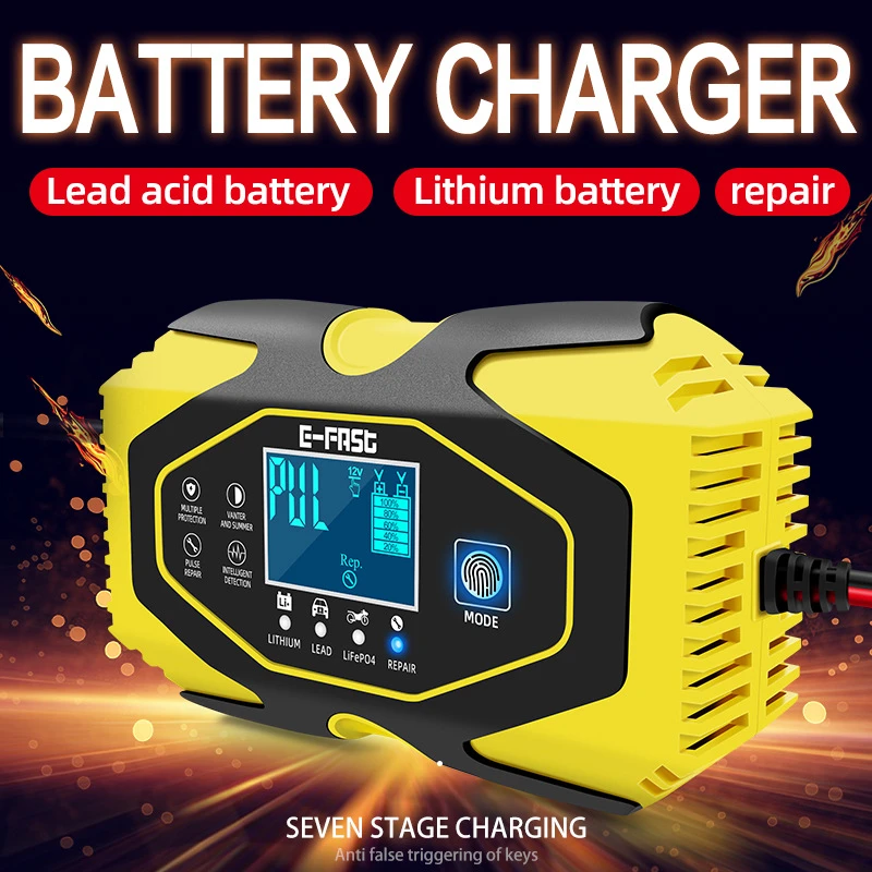 Smart 12 24V Car Battery Charger Lithium Lead-acid Charger Power Puls Repair Digital LCD Display Wet Dry Lead Acid Battery-charg