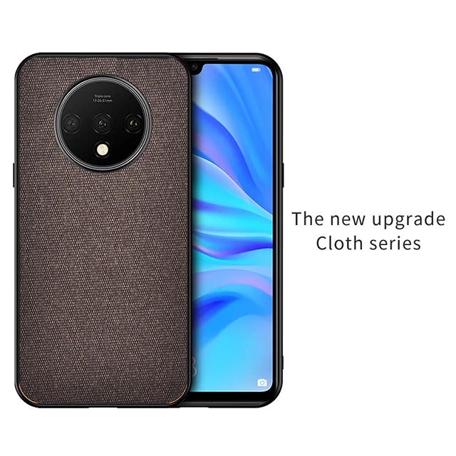 Brown IKrsses для OnePlus 7T Pro Чехол PU простая ткань Жесткий Чехол Мягкий чехол для OnePlus 7T Pro 360 чехол все включено - Цвет: Brown