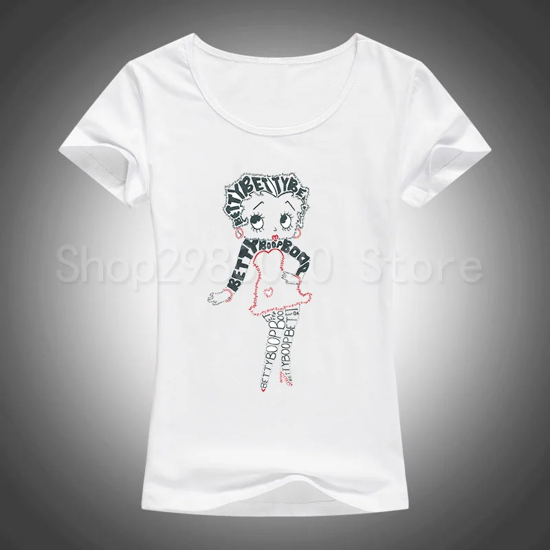Новая женская футболка Betty Boop, футболка с рисунком Белоснежки/милых животных, Повседневная футболка для женщин/девочек, топы, одежда
