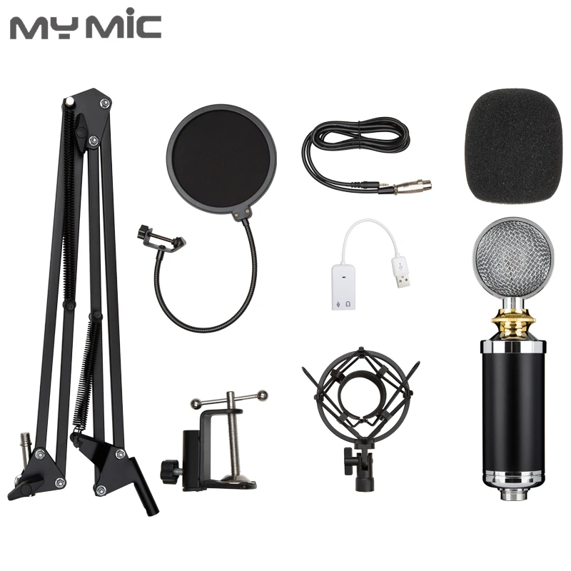 My Mic Q5000X конденсаторный студийный звукозаписывающий микрофон с регулируемой подставкой для компьютерных игр