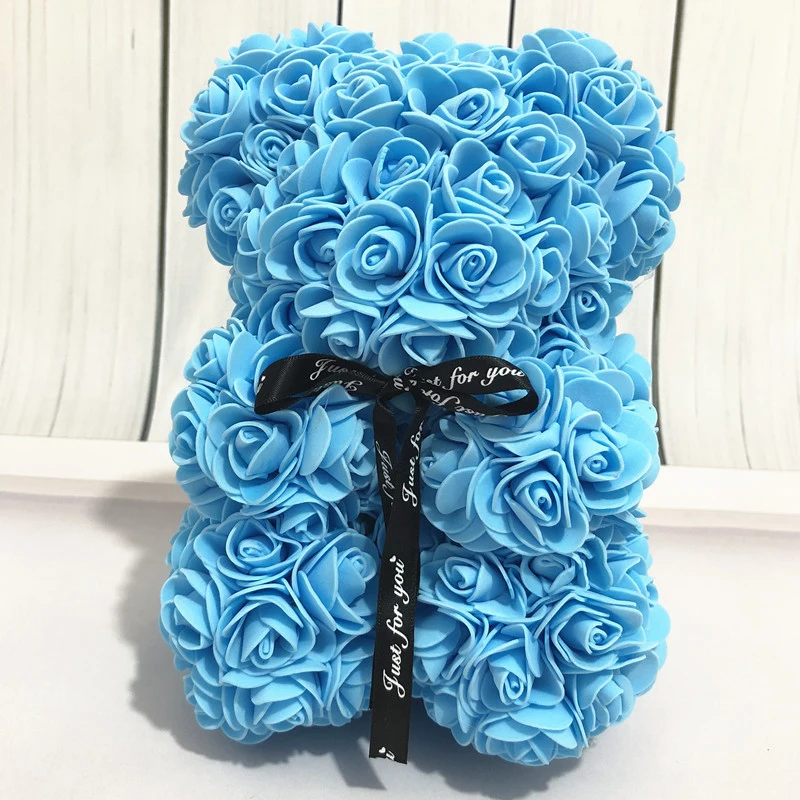 skyblue 25 см красная роза медведь плюшевый медведь роза искусственный цветок Teddi украшение Рождество День рождения, День Святого Валентина Подарок Роза ОСО flor Валентина - Цвет: skyblue
