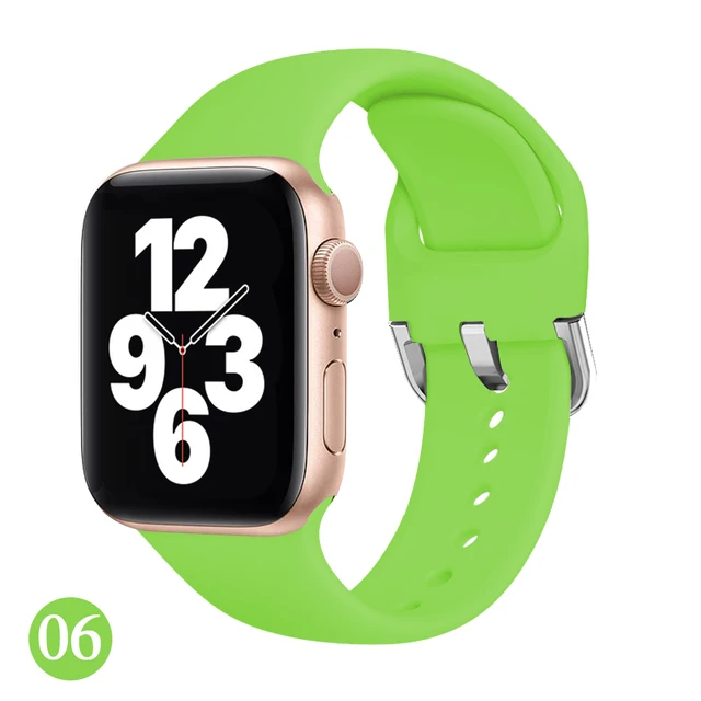 Soft Rubber Sport Band For Apple Watch SE 44mm 40mm Buckle Strap on Smart iWatch Correa Watchband Bracelet Series 65432 42mm38mm Green