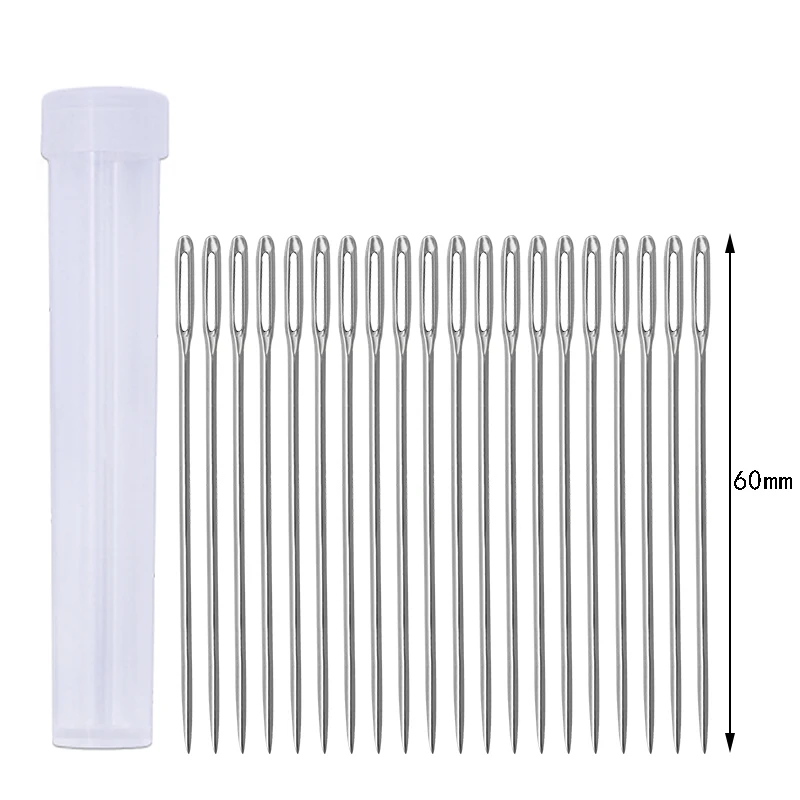 20pcs 1.25x60mm MIUSIE, 20 шт., игла для шитья, игла для шитья, заостренная призма, инструмент для вышивки, вышивка, золотой хвост, иглы для больших глаз с прозрачной бутылкой - Цвет: 20pcs 1.25x60mm