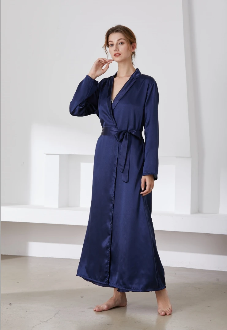 Bathrobe Women Extra Long Sleepwear Robes Silky Robe Charming Night Robe Lengthened Casual Sleepwear Robes Homewear Kimono