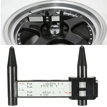 

JIGUOOR 4 5 6 8 Lug Wheel Bolt Pattern Gauge Tool Quick Measuring Measurement Hand Tool Black