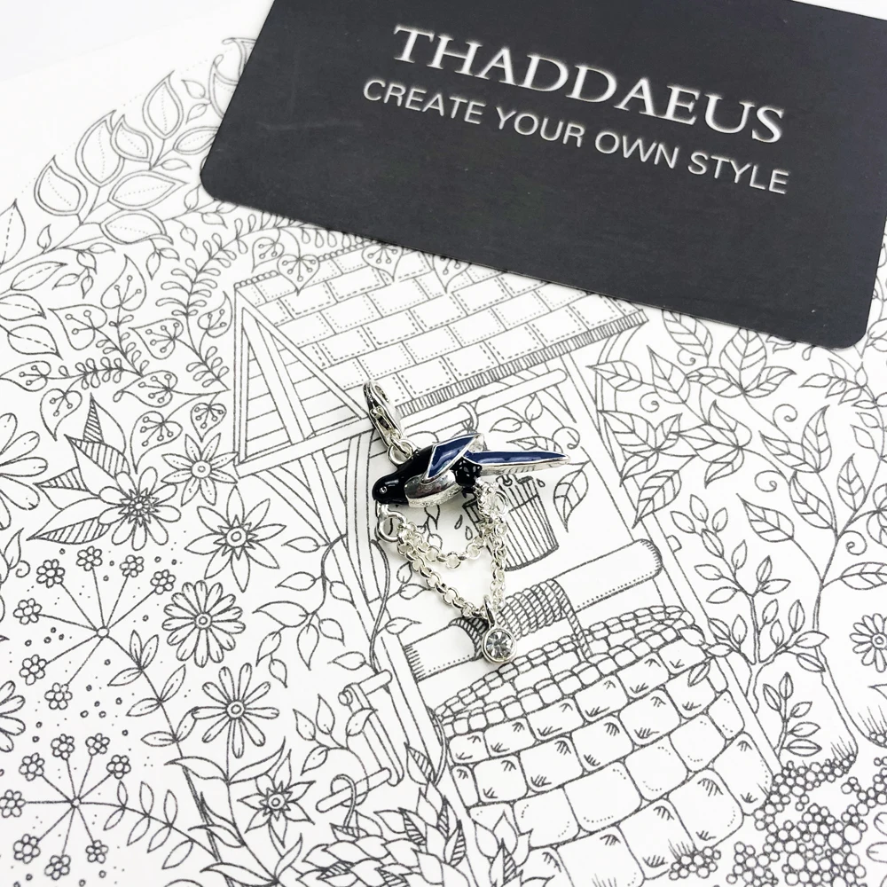 Браслет из серебра 925 пробы с подвеской в виде птицы волшебника новинка 2019 милое