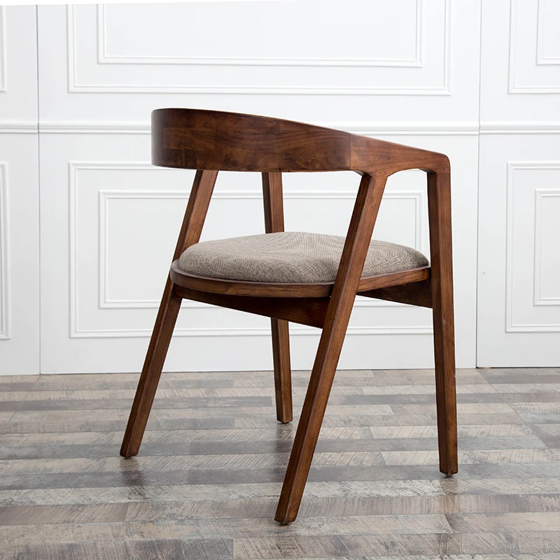 Nordic solid wood dining chair iron art simple computer desk coffee shop leisure president back office chair|Стулья для кафе| |