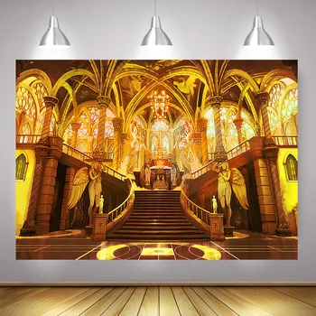 

Photography Gold Palace Backdrop for Photo Studio Retro Building Wedding Bride Shower Photo Background Royal Birthday Photocall