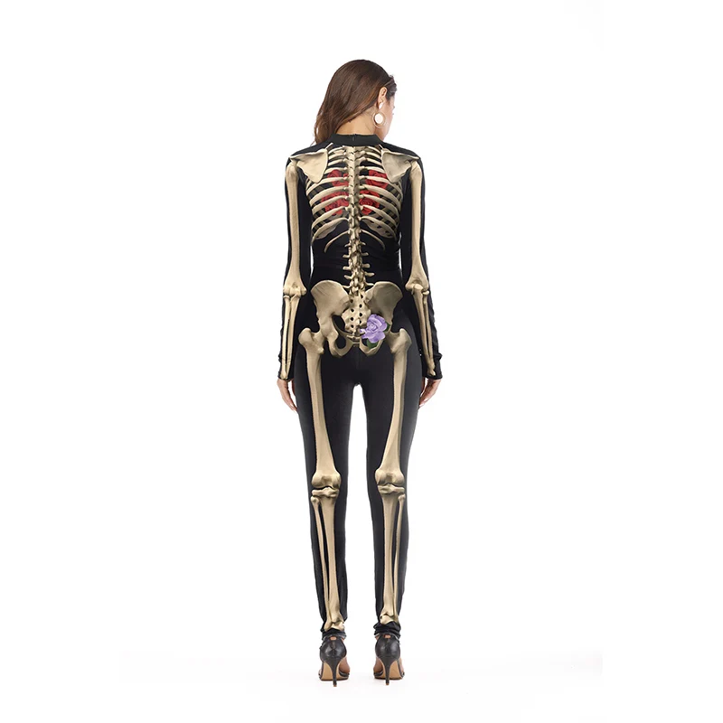 Raisvern женский костюм на Хэллоуин, комбинезон с принтом черепа, костюмы скелетов, одежда, страшное боди, Прямая поставка