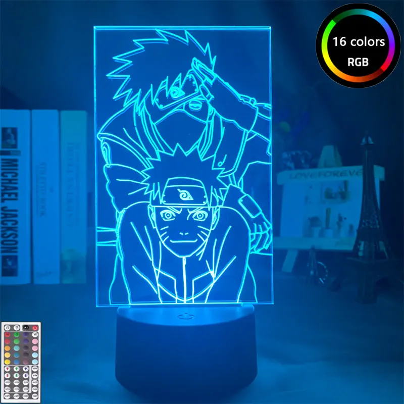 Naruto Figure Hatake Kakashi Uzumaki Naruto Anime Night Light LED Kids Light Lamp for Bedroom Illusion 3D Desk Light Kids Gifts