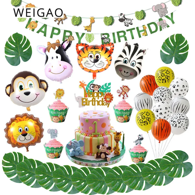 WEIGAO Baby Shower животных шарики для день рождения джунгли вечерние сафари