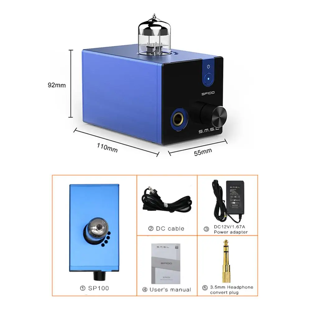 SMSL SP100 ламповый усилитель для наушников 6N3 HiFi аудио стерео усилитель мощности стерео HiFi Настольный ламповый предусилитель