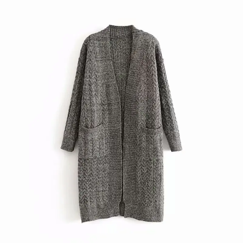 Модный AAZZ45-6121 в европейском и американском стиле, длинный вязаный кардиган