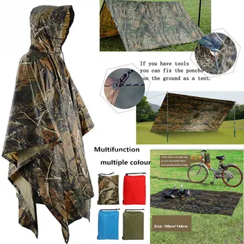 Multi-Functional Outdoor Portable Sunshade Camping Tarp Ground Mat Picnic Mat Waterproof Rain Poncho for Hiking Camping